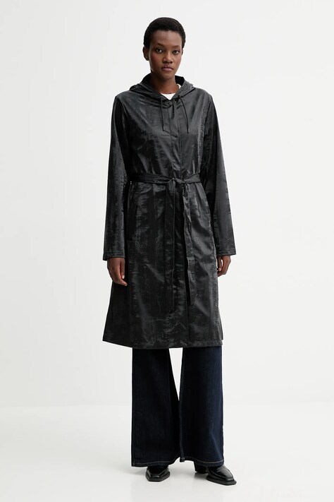 Rains geacă 12040 A-Line Longer W Jacket culoarea negru, de tranzitie, 12040