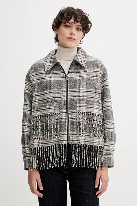 Pepe Jeans kurtka z dodatkiem wełny kolor szary przejściowa PL4024341