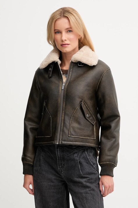 Pepe Jeans kurtka kolor brązowy przejściowa PL4024365