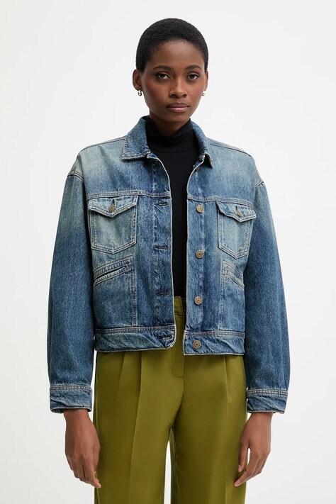 Pepe Jeans kurtka jeansowa kolor niebieski przejściowa oversize PL40243325W0