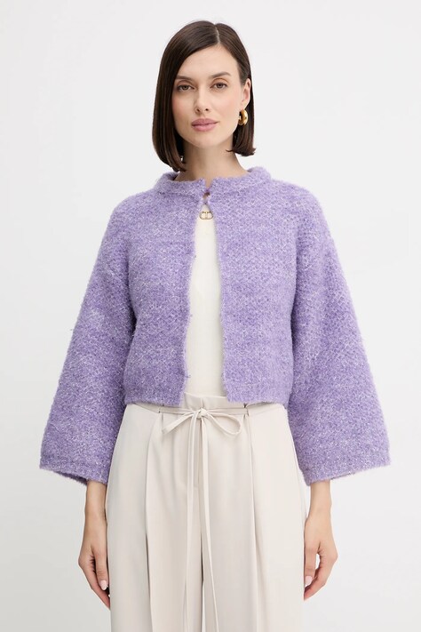 Кардиган с примесью шерсти Twinset цвет фиолетовый тёплый 252AP3071
