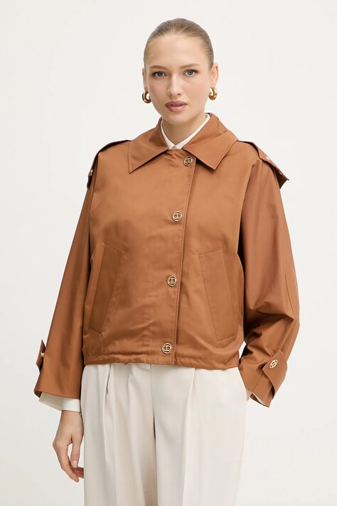 Куртка Twinset колір коричневий демісезонна oversize 252TP2062