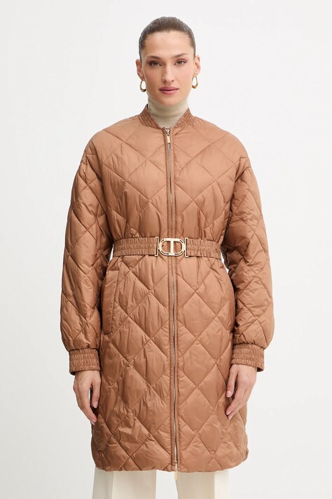 Twinset geacă culoarea maro, de tranziție, oversize, 252TP2130