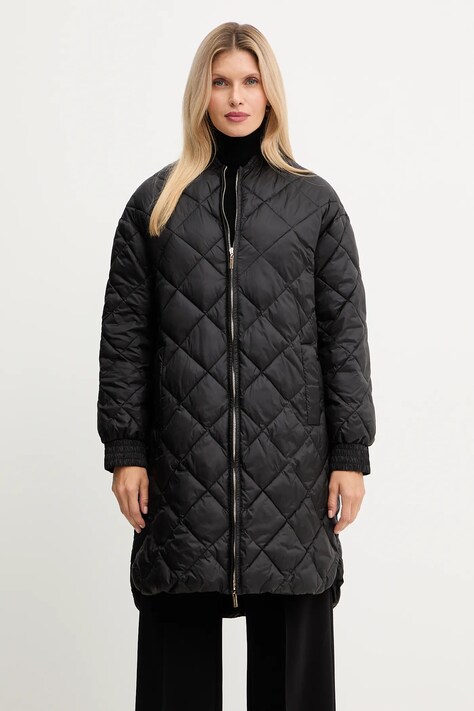 Twinset kurtka kolor czarny przejściowa oversize 252TP2130