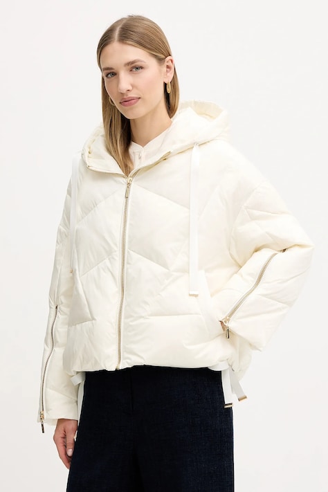 Twinset geacă de puf culoarea bej, de iarnă, oversize, 252TT2060