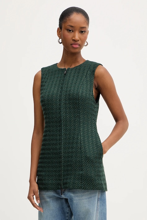 Armani Exchange vestă culoarea verde, un singur rand de nasturi, XW000717 AF16208