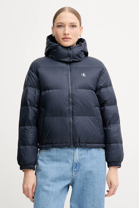 Calvin Klein Jeans geacă de puf culoarea bleumarin, de iarnă, oversize, LV047D501G