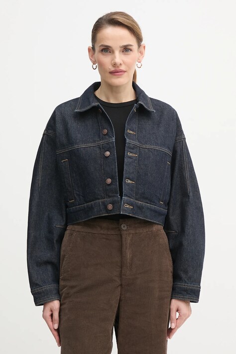 Calvin Klein Jeans kurtka jeansowa kolor granatowy przejściowa oversize LV047D700G