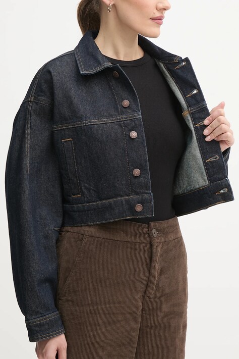 Calvin Klein Jeans kurtka jeansowa kolor granatowy przejściowa oversize LV047D700G