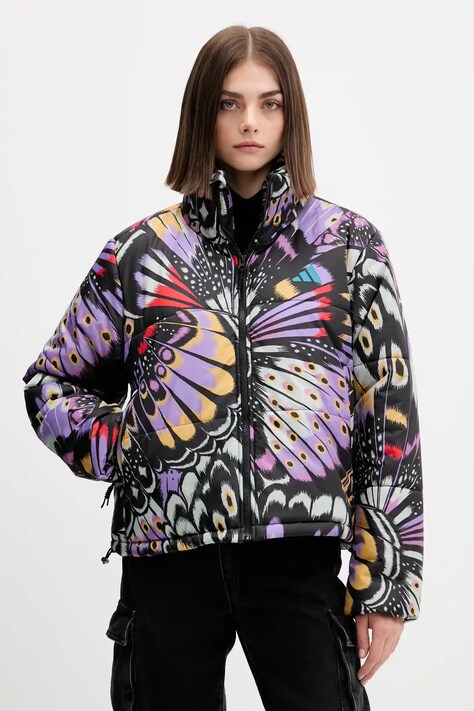 adidas kurtka x Farm Rio kolor czarny zimowa oversize JL8611