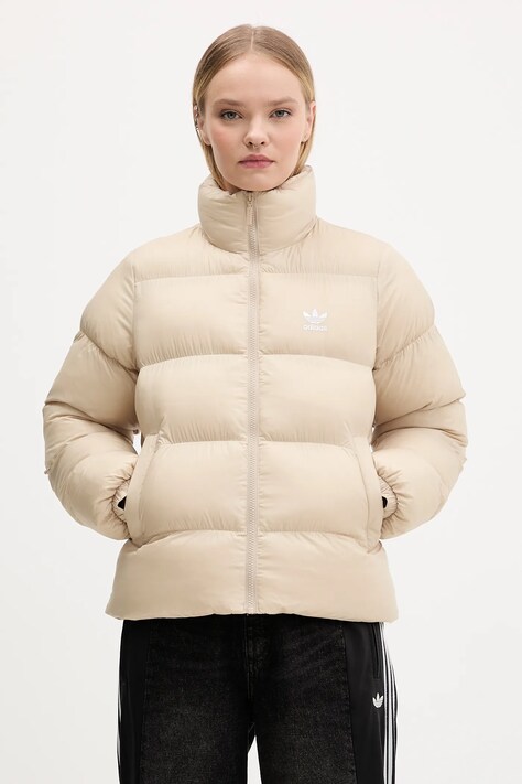 adidas Originals kurtka Short Puffer kolor beżowy zimowa JX2947