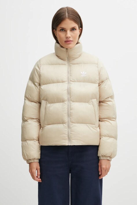 adidas Originals kurtka Short Puffer kolor beżowy zimowa JX2947