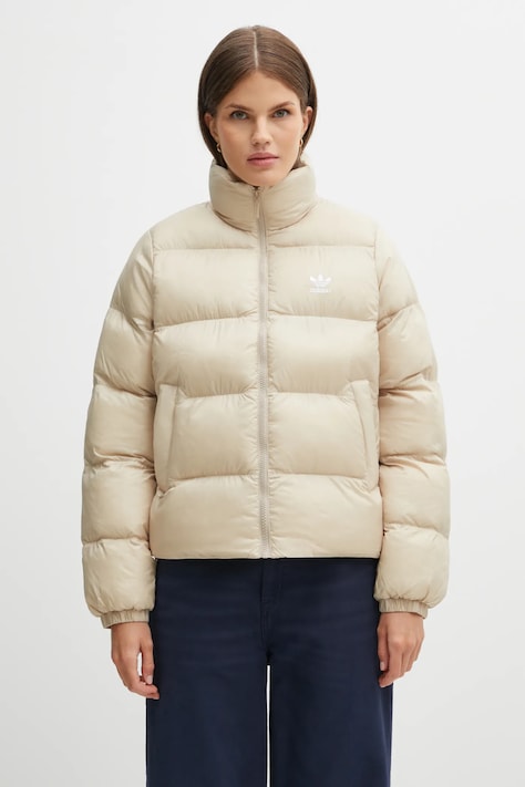 Μπουφάν adidas Originals Short Puffer χρώμα: μπεζ, JX2947