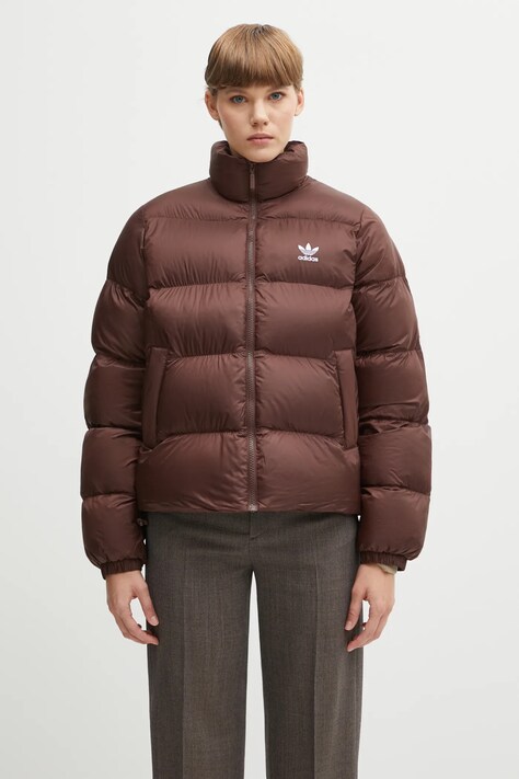 Bunda adidas Originals Short Puffer hnedá farba, zimná, JX2948