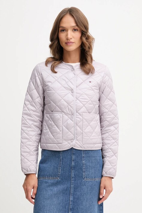 Bunda Tommy Hilfiger fialová barva, přechodná, WW0WW47290