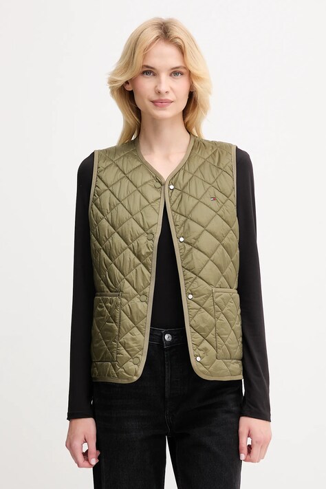 Vesta Tommy Hilfiger zelená barva, přechodná, WW0WW47289