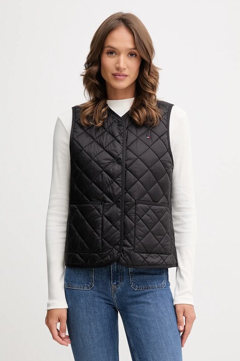 Tommy Hilfiger bezrękawnik kolor czarny przejściowy WW0WW47289