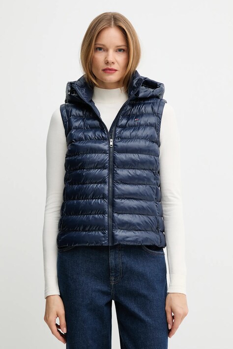 Vesta Tommy Hilfiger tmavomodrá farba, zimná, WW0WW47352