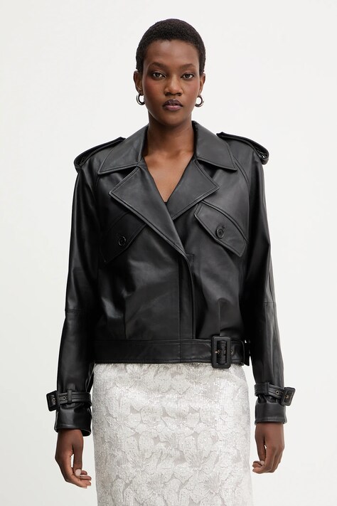 Δερμάτινo jacket Luisa Spagnoli χρώμα: μαύρο, 542262