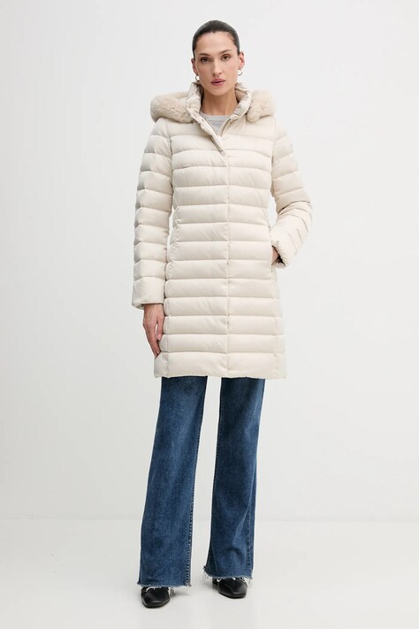 Péřová bunda Geox BETTANIE béžová barva, zimní, W5626H T3122