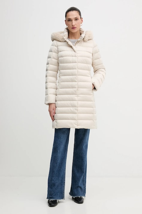 Péřová bunda Geox BETTANIE béžová barva, zimní, W5626H T3122