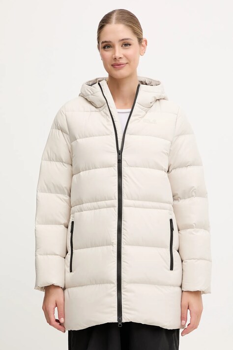 Jack Wolfskin kurtka puchowa FROZEN PALACE kolor beżowy zimowa A65096