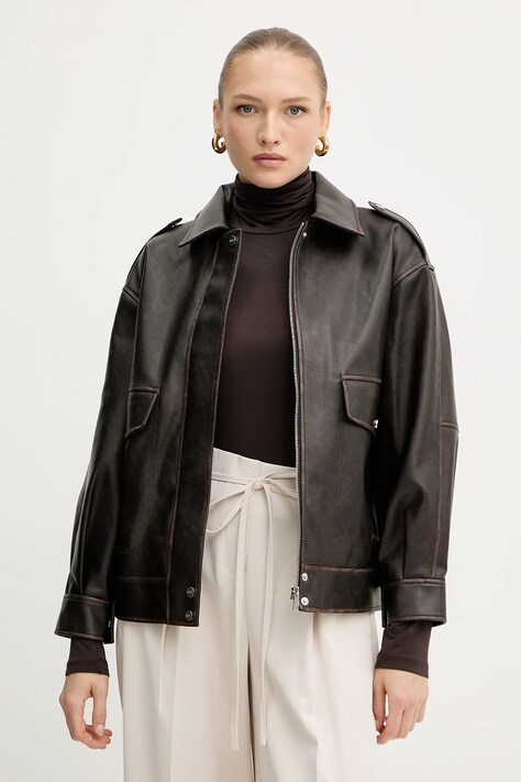 Куртка Liu Jo колір коричневий демісезонна oversize MF5097 E1051