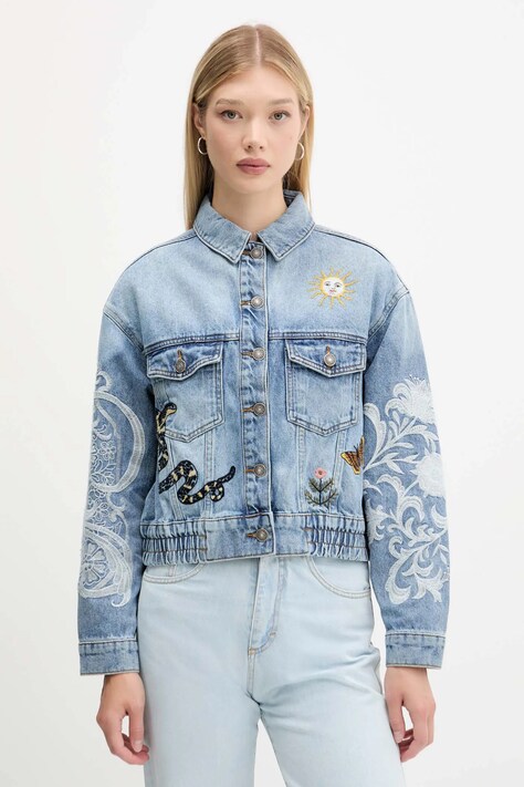 Desigual kurtka jeansowa LANDER kolor niebieski przejściowa 25WWED07