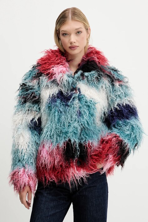 Desigual płaszcz CLOUD LACROIX kolor turkusowy 25WWEW02
