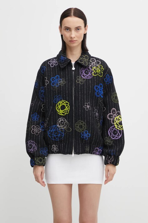 Kenzo kurtka wełniana Futura Bomber kolor czarny przejściowa FF62BL2409GM