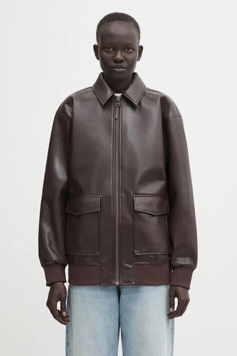 Anine Bing kurtka kelanie kolor brązowy przejściowa oversize A.01.7185