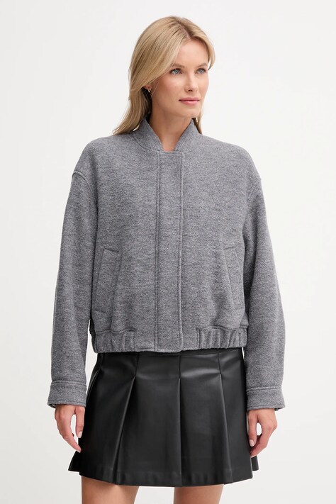 Tommy Hilfiger kurtka z dodatkiem wełny kolor szary przejściowa WW0WW45724