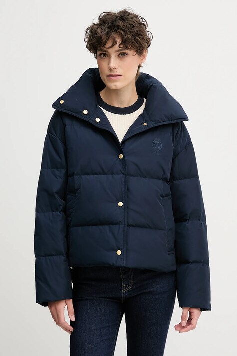 Tommy Hilfiger kurtka puchowa kolor granatowy zimowa oversize WW0WW47294