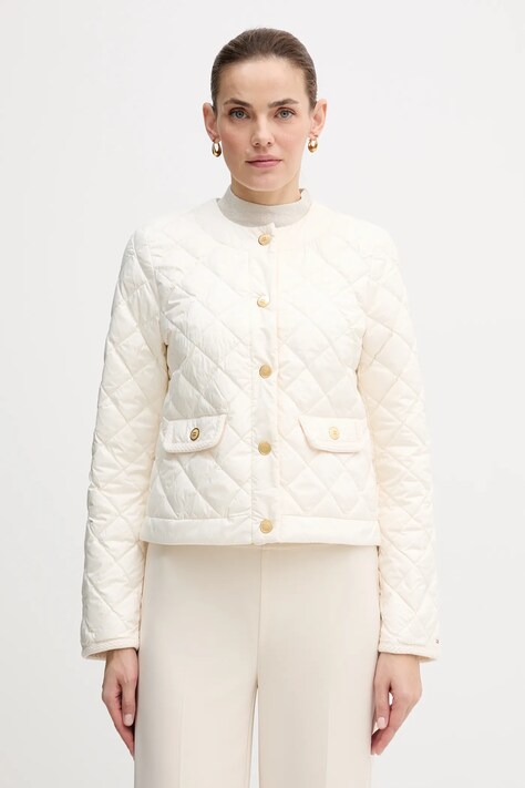 Tommy Hilfiger kurtka puchowa kolor beżowy przejściowa WW0WW47449