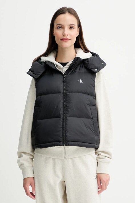 Calvin Klein Jeans bezrękawnik puchowy kolor czarny zimowy LV047D500G
