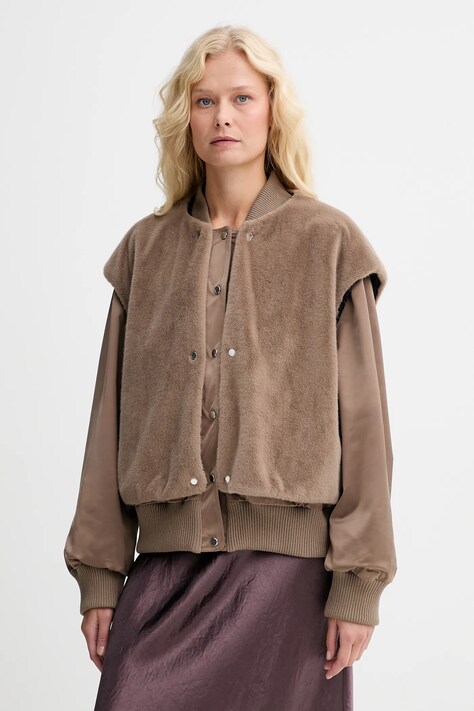 BOSS geacă bomber culoarea maro, de tranziție, oversize, 50546846