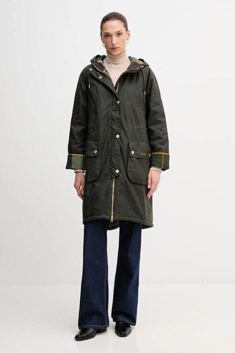 Barbour viaszos parka MARCY zöld, átmeneti, oversize, LWX1456