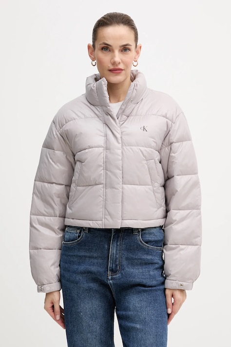 Calvin Klein Jeans kurtka kolor szary zimowa LV047D504G