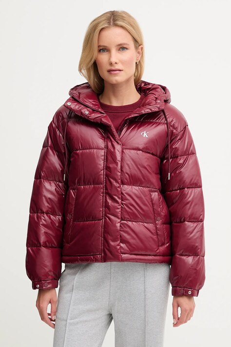 Calvin Klein Jeans kurtka kolor bordowy przejściowa LV047D505G