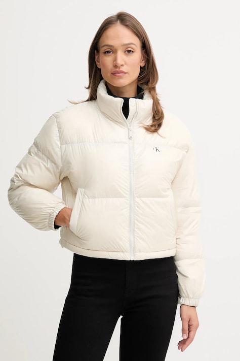 Пухено яке Calvin Klein Jeans в бежово зимен модел LV047D510G
