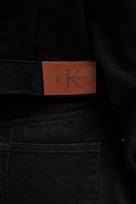 Calvin Klein Jeans kurtka jeansowa kolor czarny przejściowa oversize LV047D779G