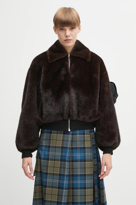 Coperni geacă Faux Fur Bomber culoarea maro, de tranziție, COPBL33F9015