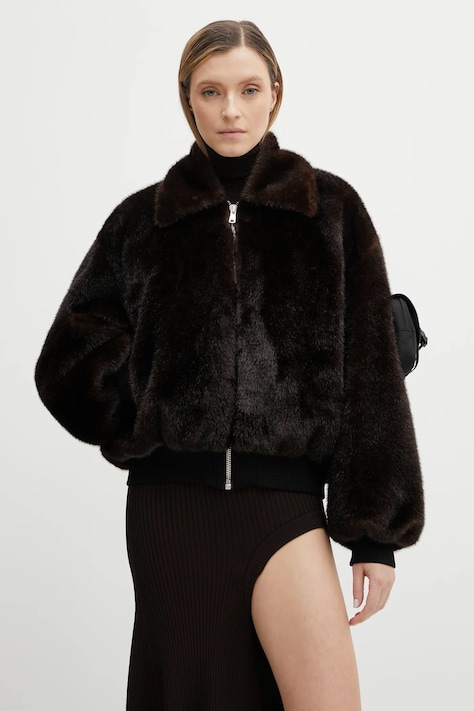 Bunda Coperni Faux Fur Bomber hnedá farba, prechodná, COPBL33F9015