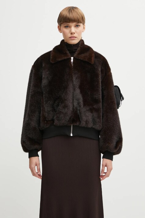 Coperni kurtka Faux Fur Bomber kolor brązowy przejściowa COPBL33F9015