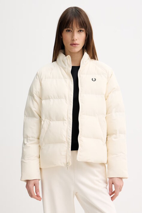 Fred Perry kurtka kolor beżowy zimowa oversize J1118
