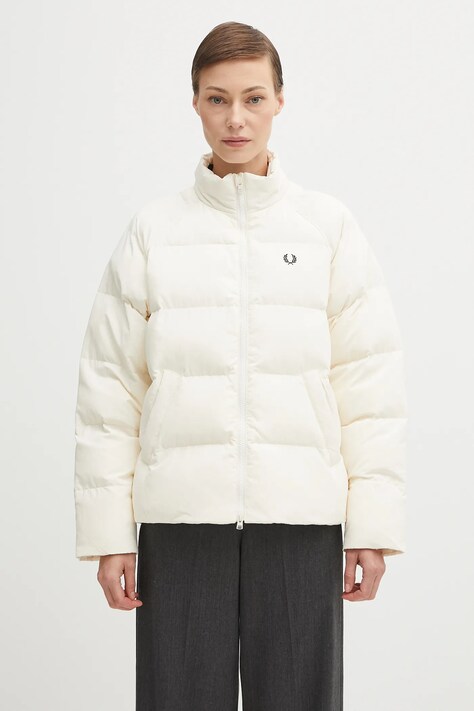 Fred Perry kurtka kolor beżowy zimowa oversize J1118
