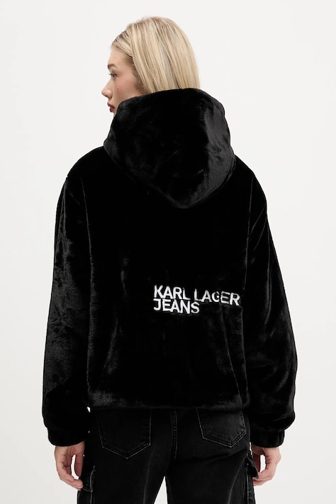 Bunda Karl Lagerfeld Jeans černá barva, přechodná, oversize, A4W15057