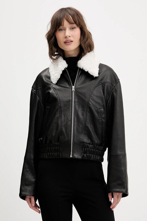 HUGO giacca in pelle colore nero 50547184