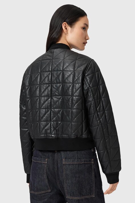 AllSaints kurtka bomber skórzana CARLY kolor czarny przejściowa W013LD