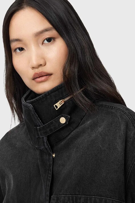 AllSaints kurtka jeansowa CLAY kolor czarny przejściowa W118OD